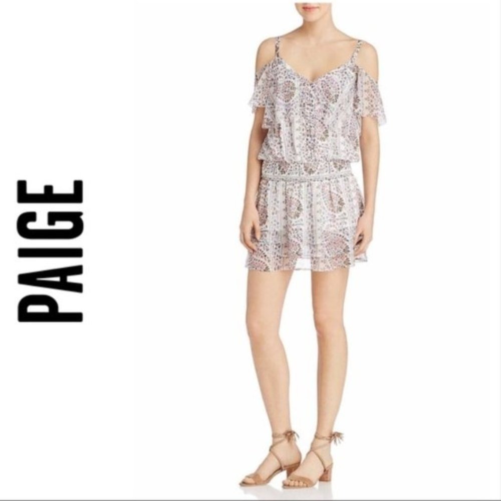 PAIGE Olympia Silk Mini Dress in Cream, XS